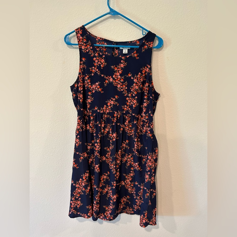 Navy dress with floral pattern